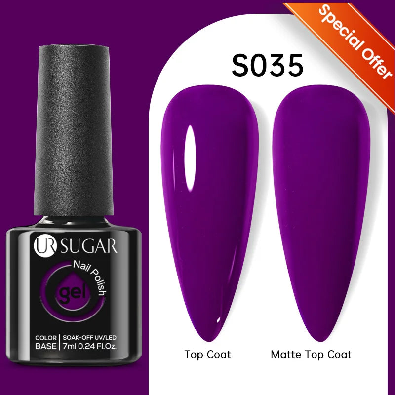 UR SUGAR 7ml Black Red Wine Glitter Gel Nail Polish Shinning Sequin Semi-permanent Varnish UV LED Gel Nail Art Manicure