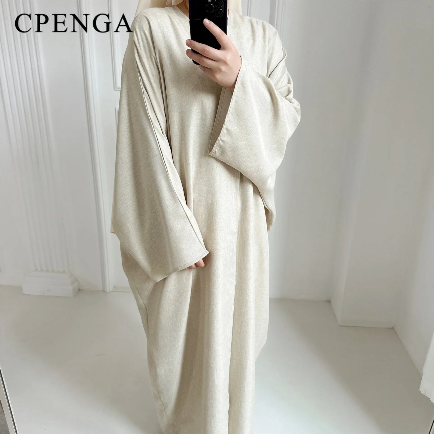 Eid Ramadan Open Abaya for Women Plain Dubai Causal Cotton Linen Modest Abayas Kimono Turkey Muslim Coat Islamic Clothing Robe