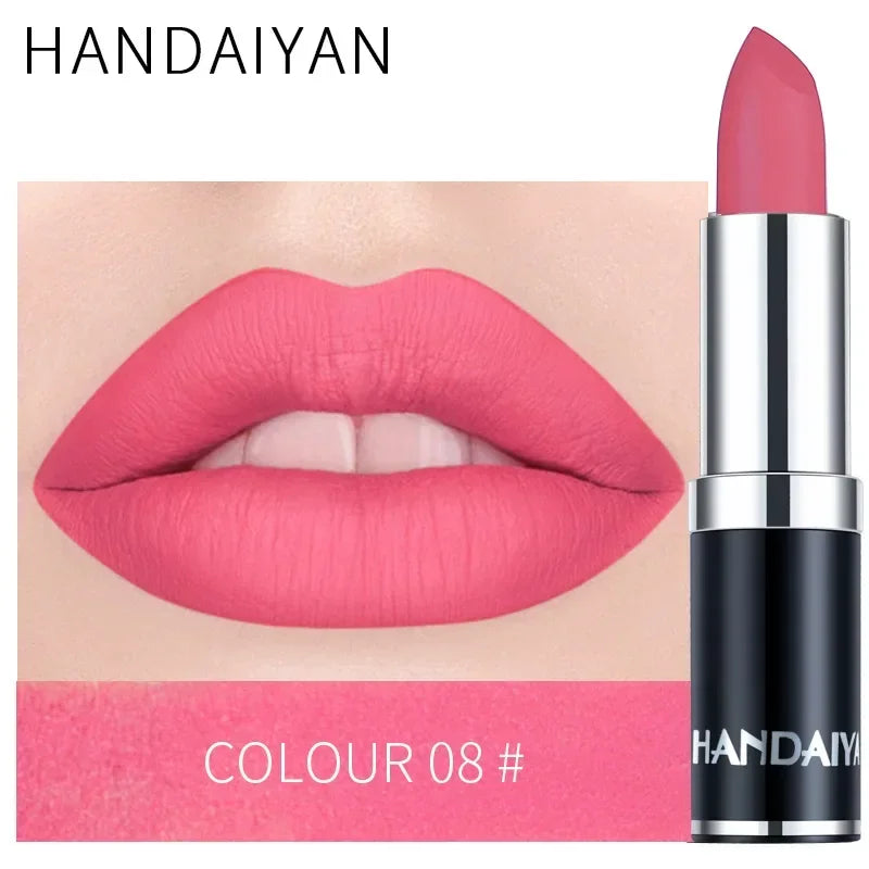 Matte Pink Velvet Lipstick Sexy Nude Red Brown Purple Lipgloss Gloss Velvety Lipstick Waterproof Makeup Long Lasting Lipstick