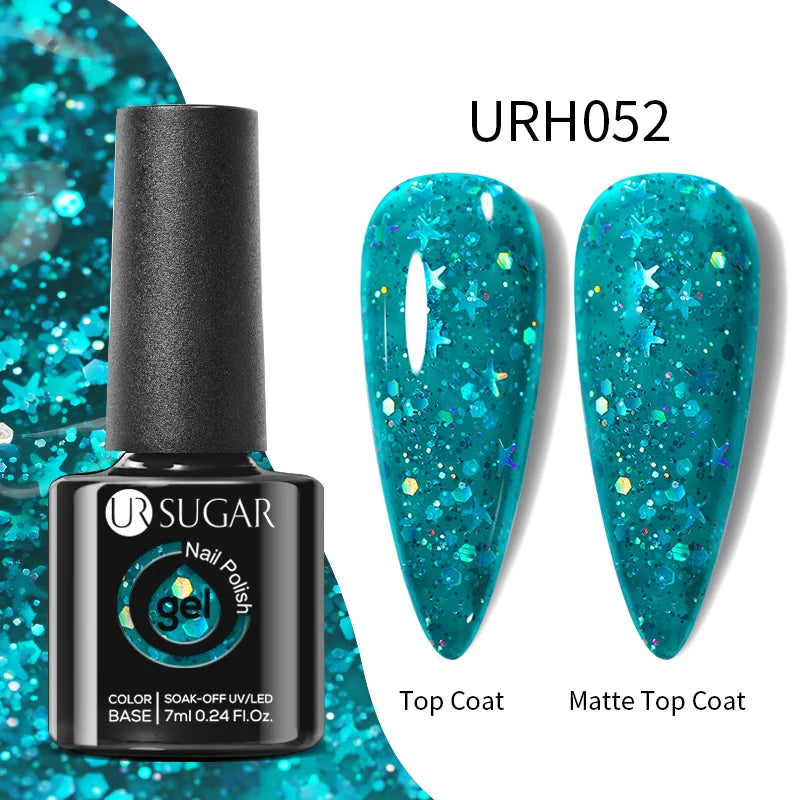 UR SUGAR 7ml Black Red Wine Glitter Gel Nail Polish Shinning Sequin Semi-permanent Varnish UV LED Gel Nail Art Manicure