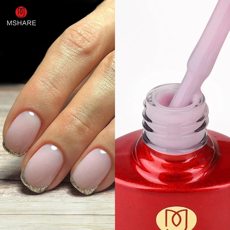 MSHARE Milk Milky White Base Gel Polish Camouflage Color Rubber Base Nail base coat 10ml