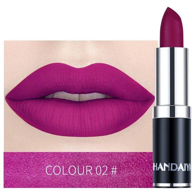 Matte Pink Velvet Lipstick Sexy Nude Red Brown Purple Lipgloss Gloss Velvety Lipstick Waterproof Makeup Long Lasting Lipstick