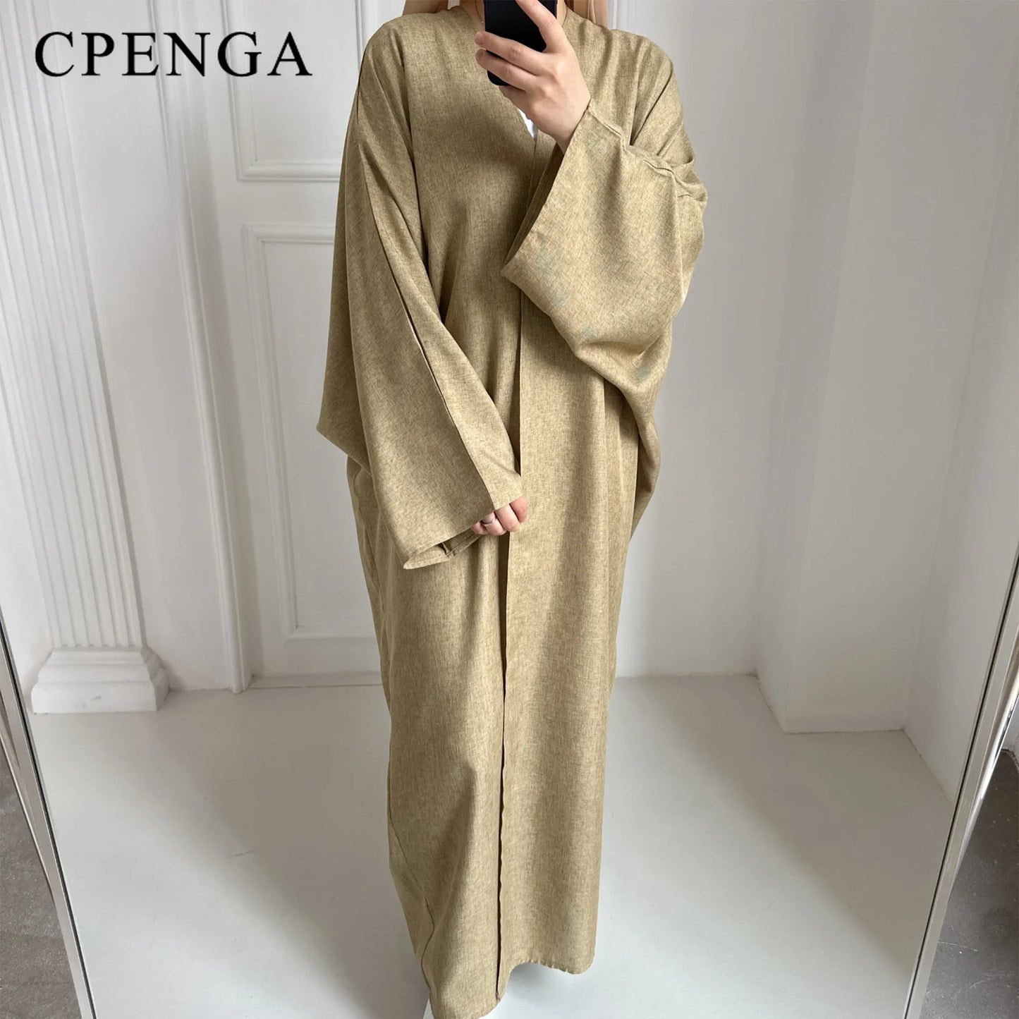Eid Ramadan Open Abaya for Women Plain Dubai Causal Cotton Linen Modest Abayas Kimono Turkey Muslim Coat Islamic Clothing Robe