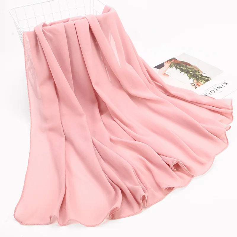 High Quality Muslim Chiffon Hijabs Scarf Women Solid Color Head Wraps Women Hijabs Scarves Foulard Femme Muslim Veil