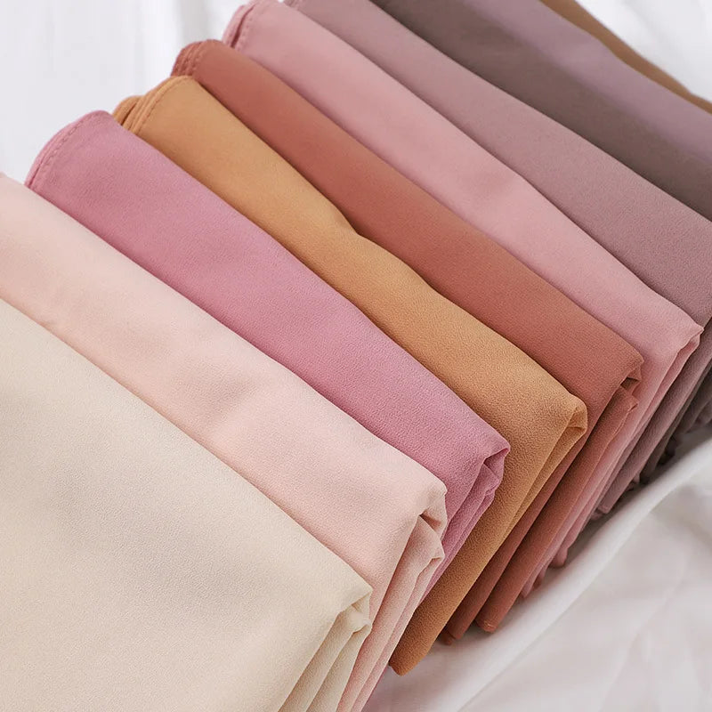 High Quality Muslim Chiffon Hijabs Scarf Women Solid Color Head Wraps Women Hijabs Scarves Foulard Femme Muslim Veil