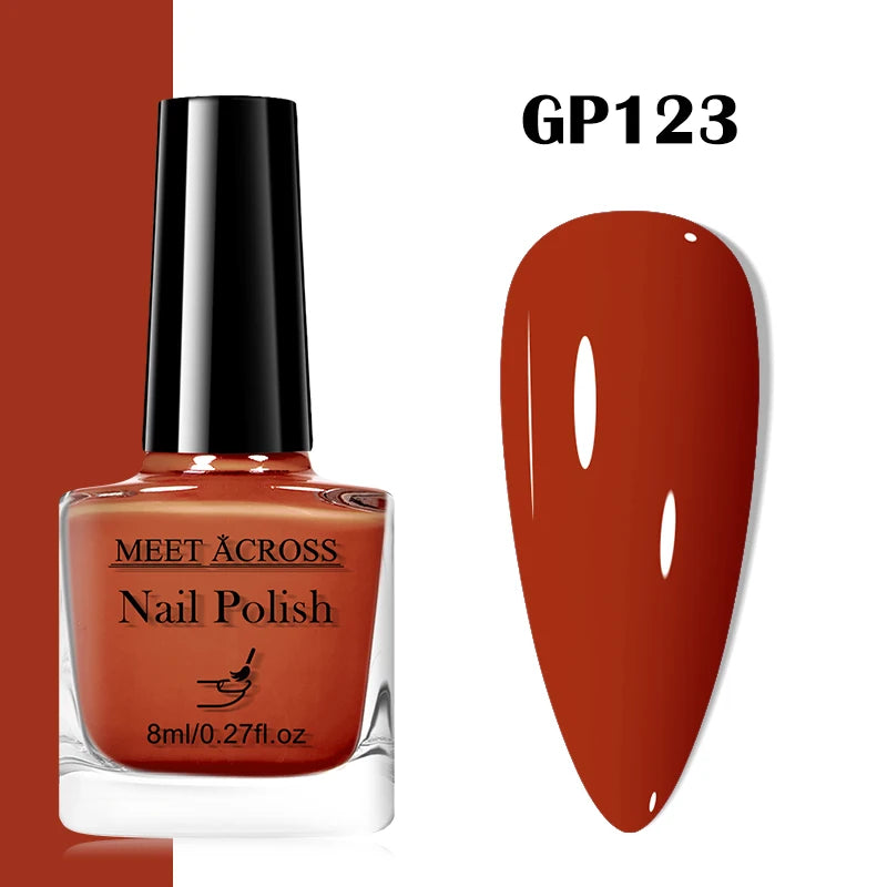 MEET ACROSS 8ml Wine Red Color Water-Based Peel Off Nail Polish Glass Bottle Christmas Nail Art Polish DIY Design No Need Lamp