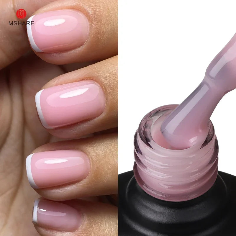 MSHARE Milk Milky White Base Gel Polish Camouflage Color Rubber Base Nail base coat 10ml