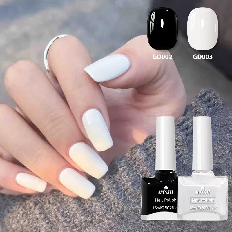 Mtssii 2-Piece Black & White Peel-Off Water-Based Nail Polish Se