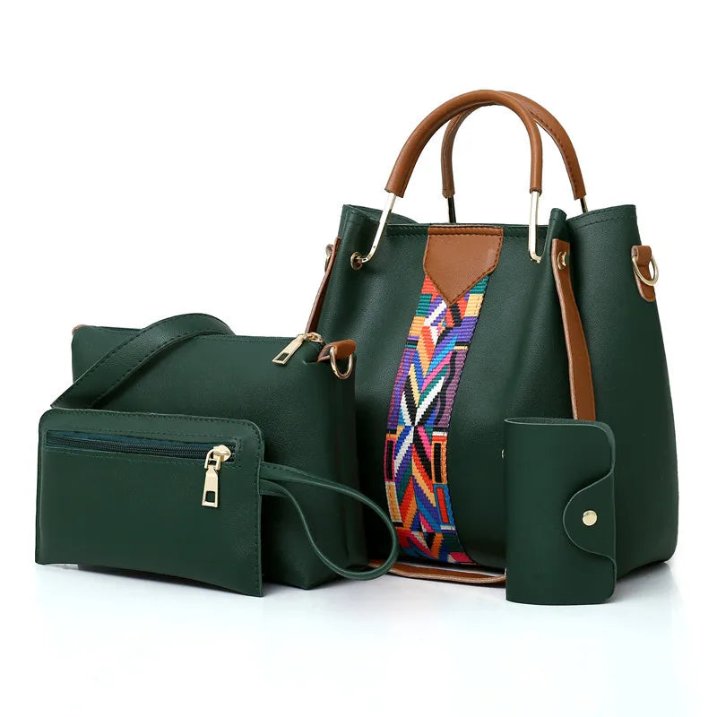 Luxury Handbag Large Capacity Tote Bag 4 Pcs Women's Bag Fashion Shoulder Bag Wallet Card Case