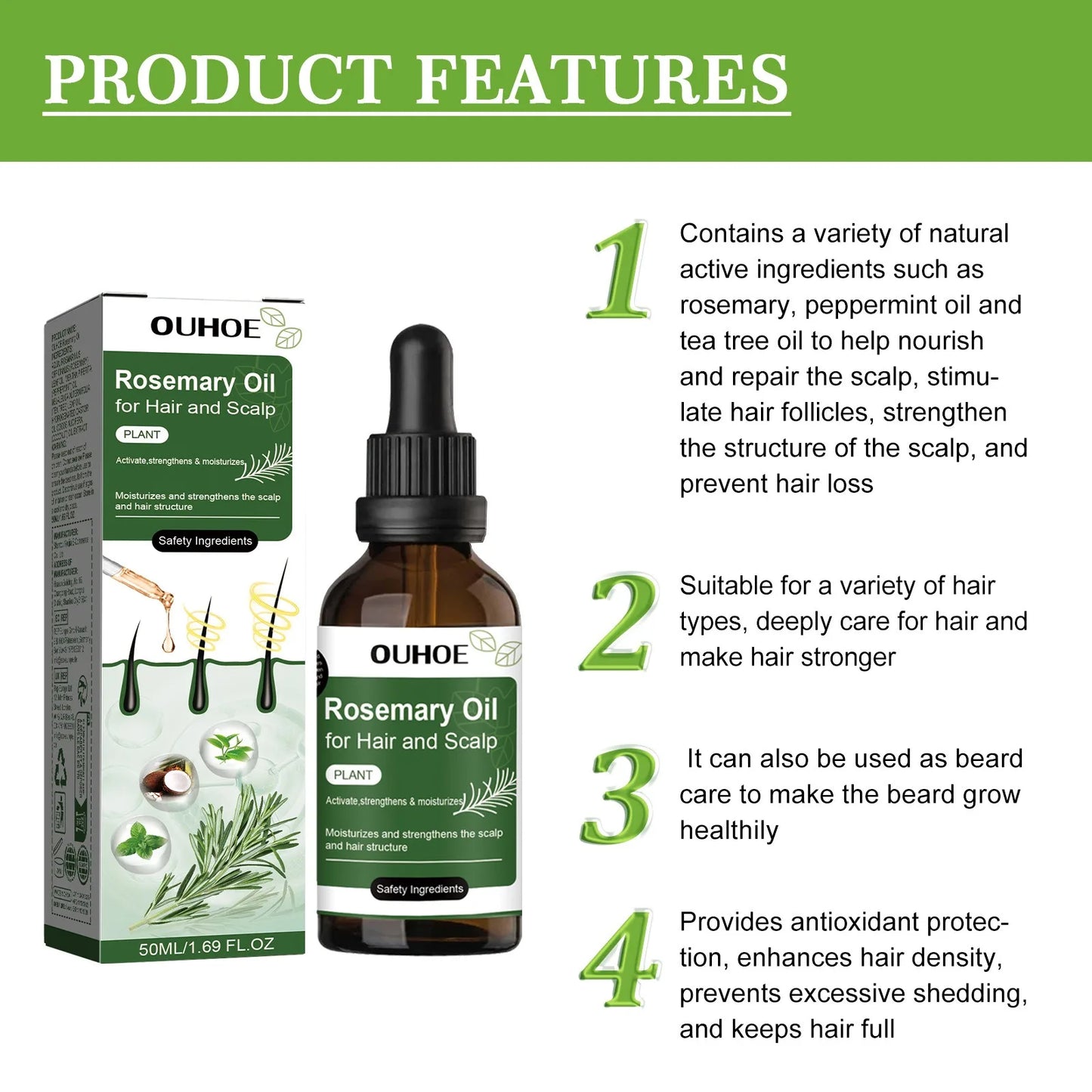 Organic Rosemary Hair Growth Oil & Deep Scalp Nourishing Treatment