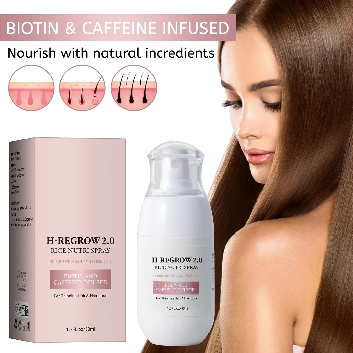 Fermented Rice Water for Hair Growth Hair Regrowth Essential Oil Scalp Treatment Hair Fall Control Serum Plant Dense Hair Spray