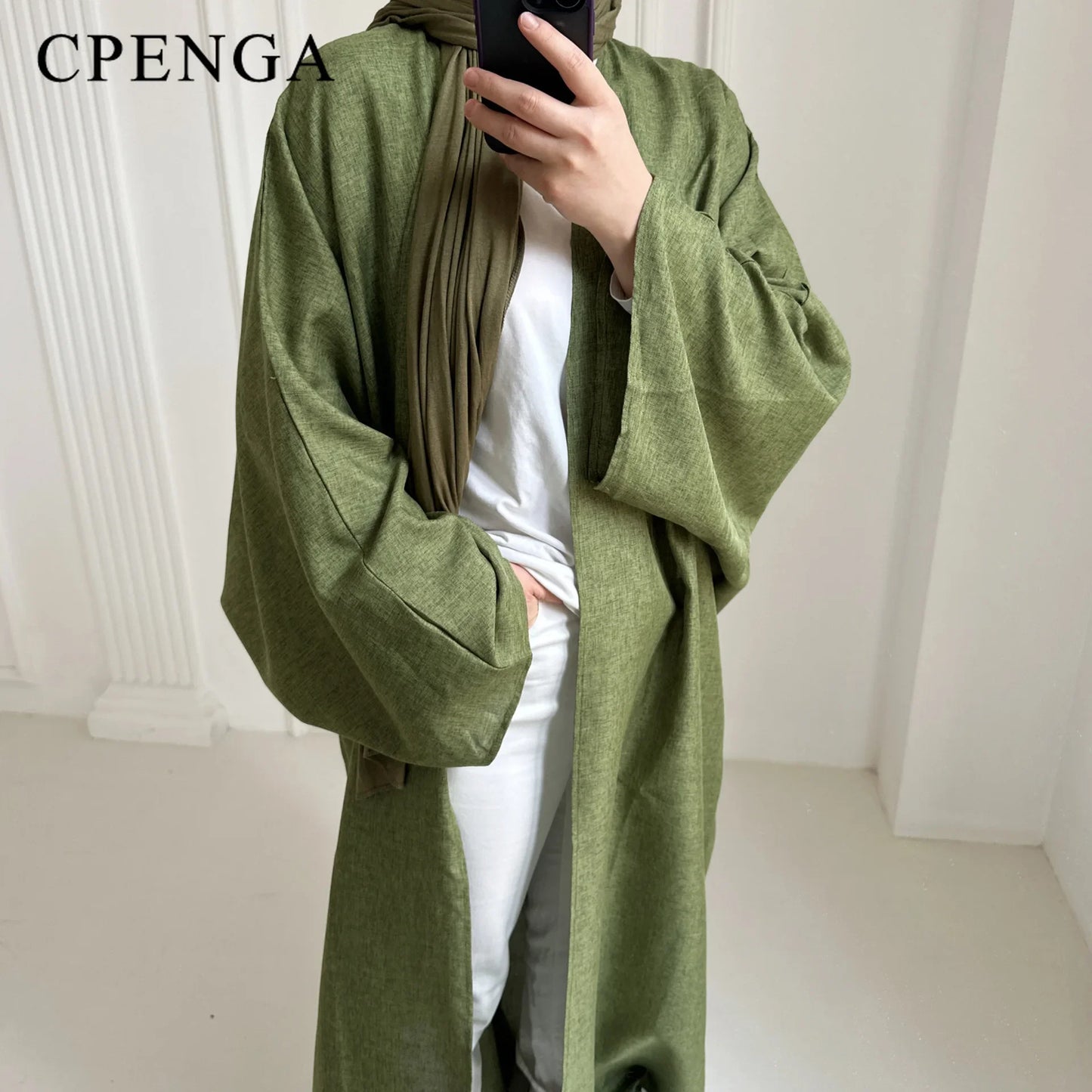 Eid Ramadan Open Abaya for Women Plain Dubai Causal Cotton Linen Modest Abayas Kimono Turkey Muslim Coat Islamic Clothing Robe