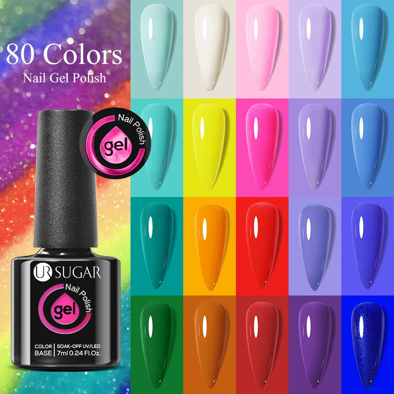 UR SUGAR 7ml Black Red Wine Glitter Gel Nail Polish Shinning Sequin Semi-permanent Varnish UV LED Gel Nail Art Manicure
