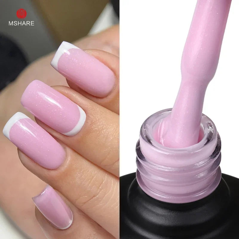 MSHARE Milk Milky White Base Gel Polish Camouflage Color Rubber Base Nail base coat 10ml