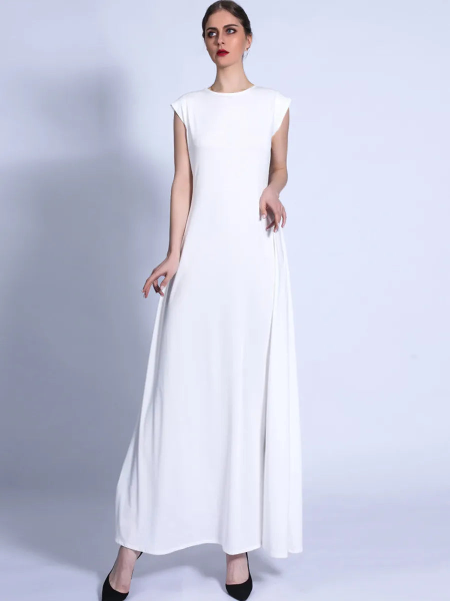 Muslim Women Arabic Dubai Abaya Sleeveless Long Dress Kaftan Modest Robe Femme Islam African Solid Soft Maxi Dresses Clothing
