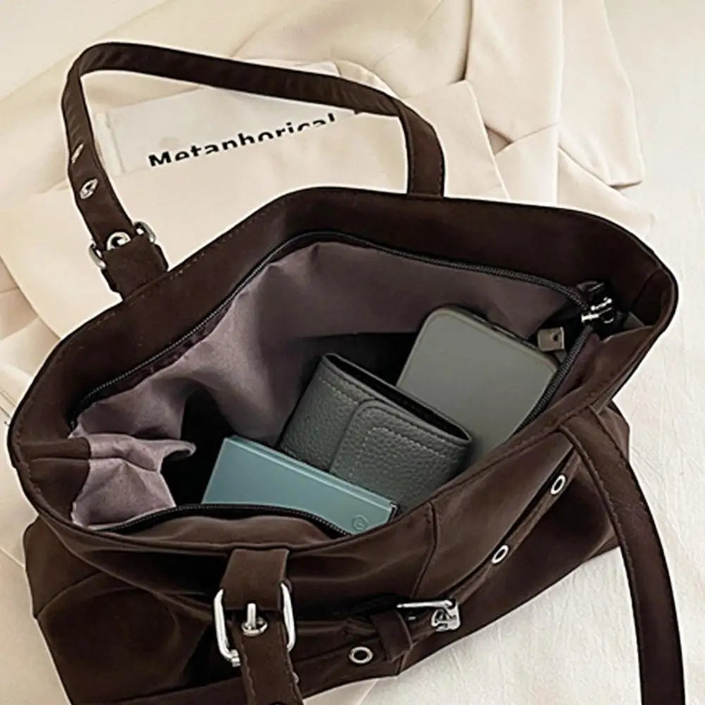 Winter Retro Minimalist Suede Tote Shoulder Bag