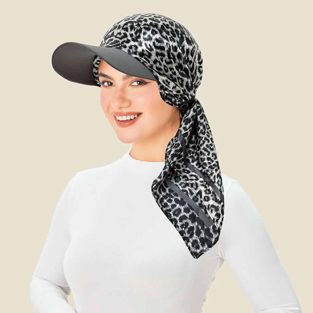 Floral Print Satin Turban Hijab Cap