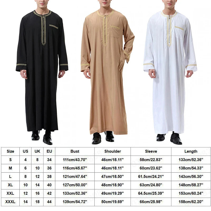 Slam Arab Men Thobe Robe Dishdasha Muslim Abaya Kaftan Ethnic Dress Thoub Jubba Saudi Musulman Wear Islam Dubai Arab Dressing