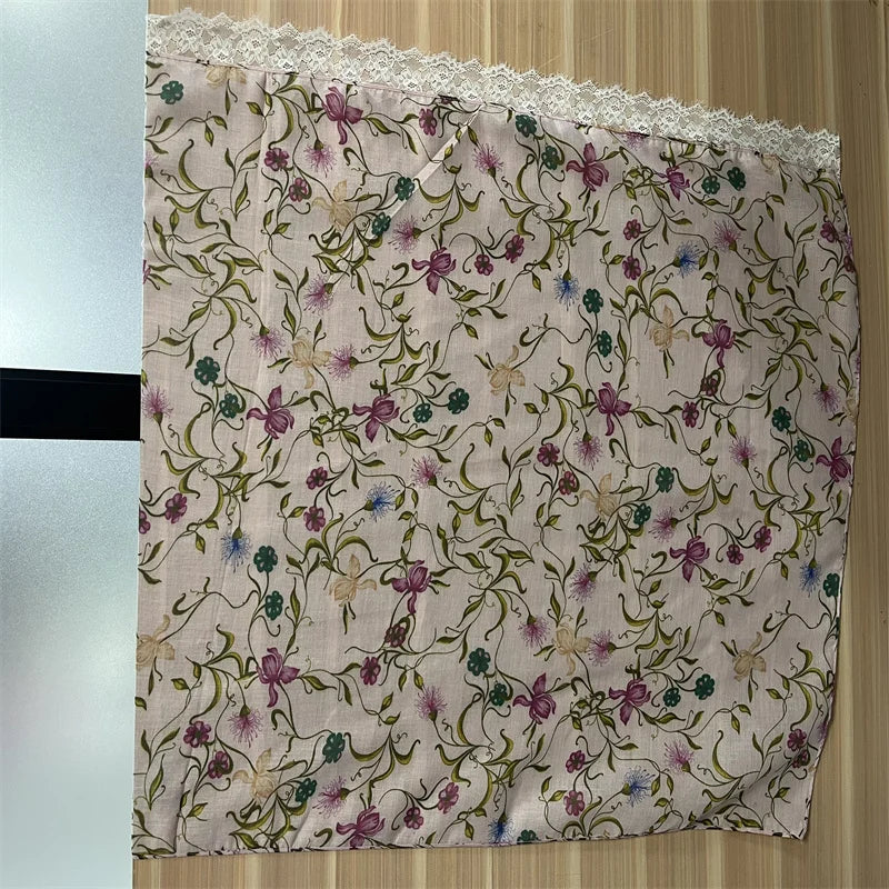 Floral Print Chiffon Muslim Hijab Scarf with Lace Edge