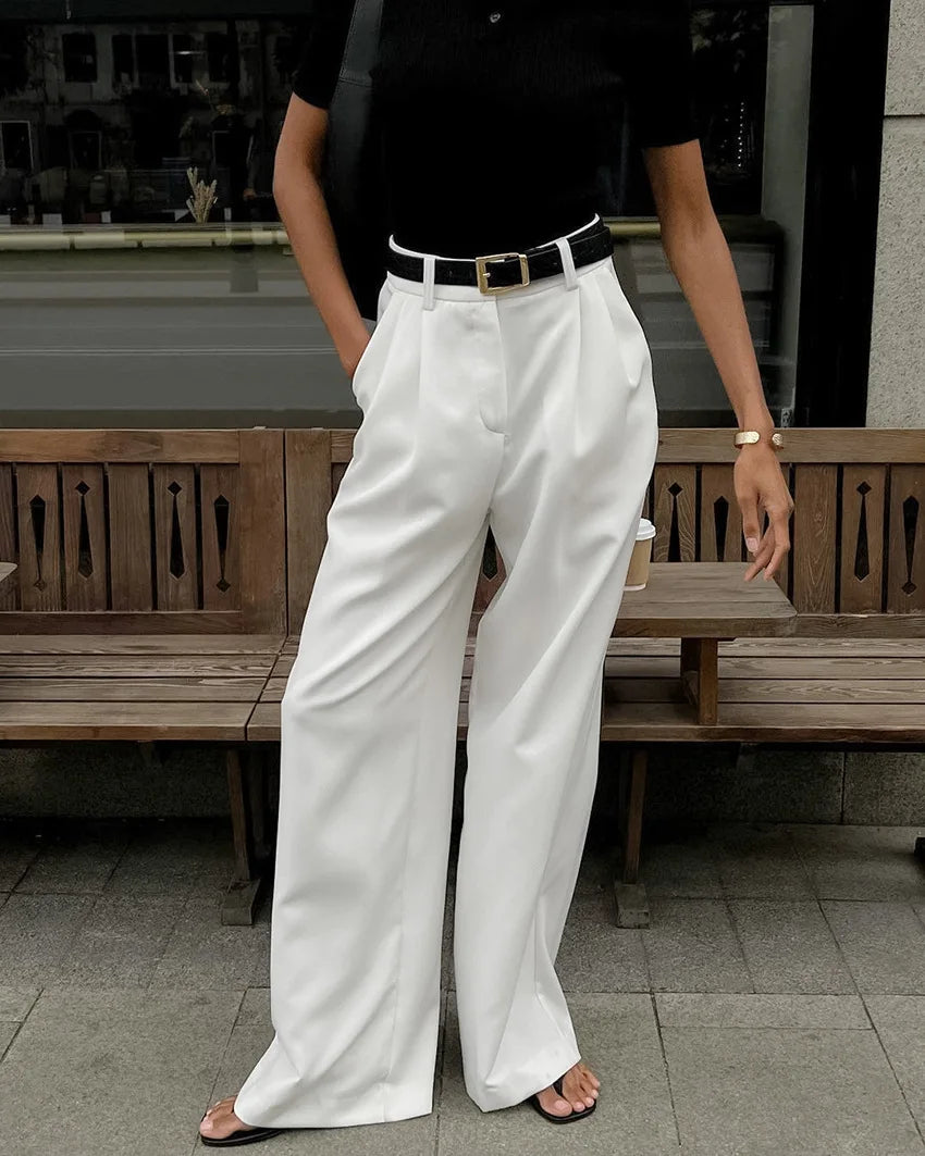 Women's Pants Formal Office Wear Women White Loose High Waist Baggy Suit Wide Leg Trousers 2026 Autumn Casual Fashion Clothes