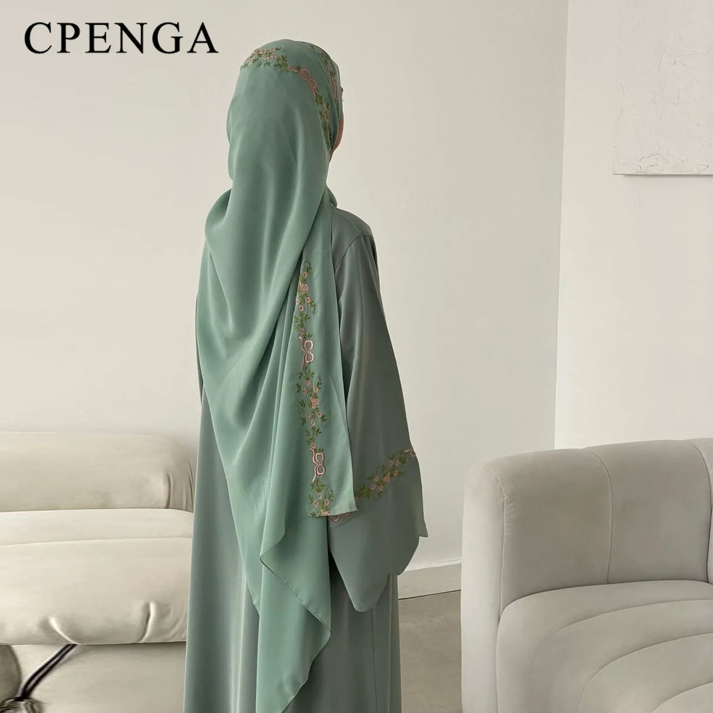 Luxurious Floral Embroidery Hijab Dress for Muslim Women Elegant Dubai Modest Abaya Eid Islam Party Jalabiya Turkey Kaftan Robe