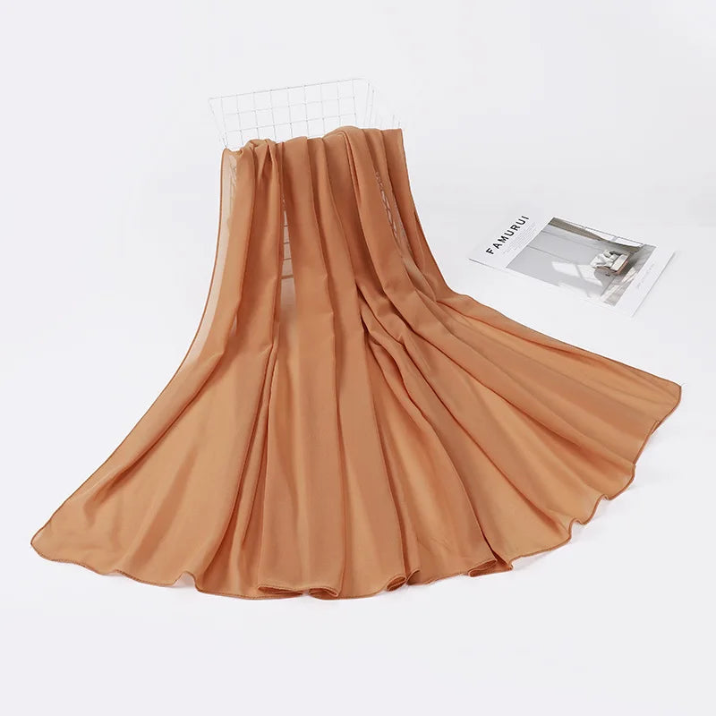 High Quality Muslim Chiffon Hijabs Scarf Women Solid Color Head Wraps Women Hijabs Scarves Foulard Femme Muslim Veil