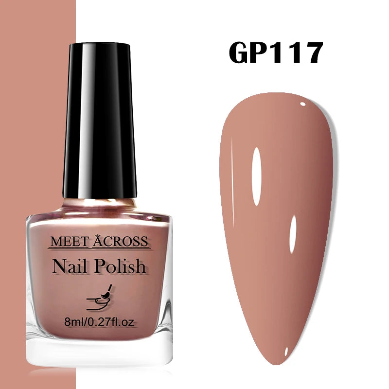 MEET ACROSS 8ml Wine Red Color Water-Based Peel Off Nail Polish Glass Bottle Christmas Nail Art Polish DIY Design No Need Lamp