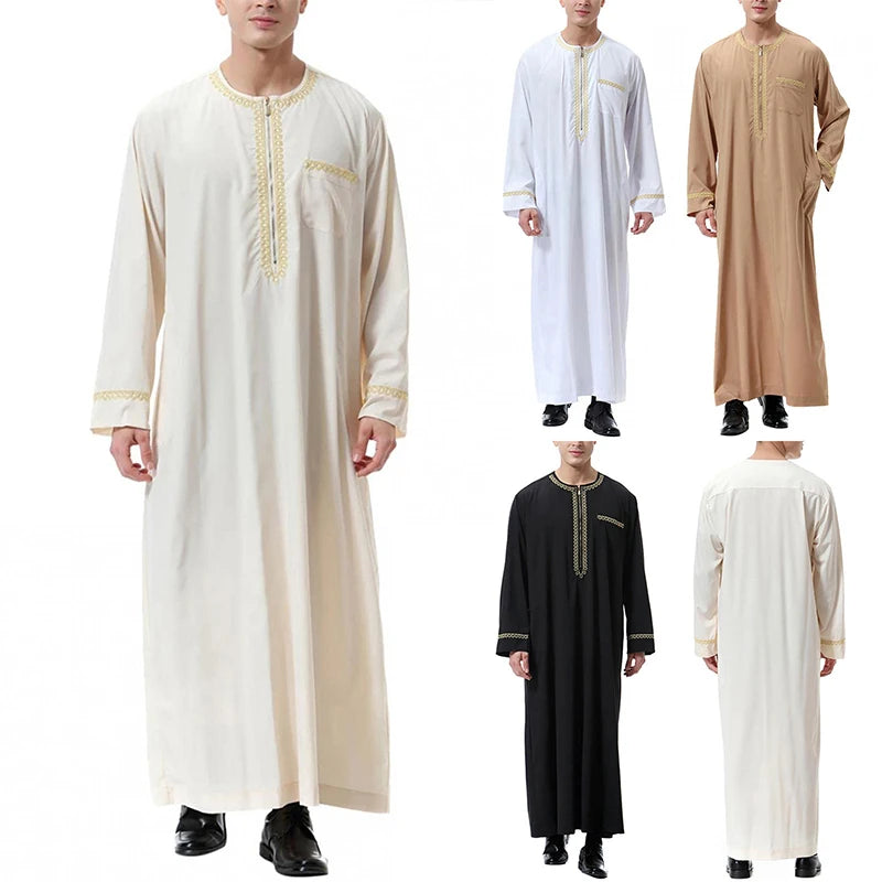 Slam Arab Men Thobe Robe Dishdasha Muslim Abaya Kaftan Ethnic Dress Thoub Jubba Saudi Musulman Wear Islam Dubai Arab Dressing