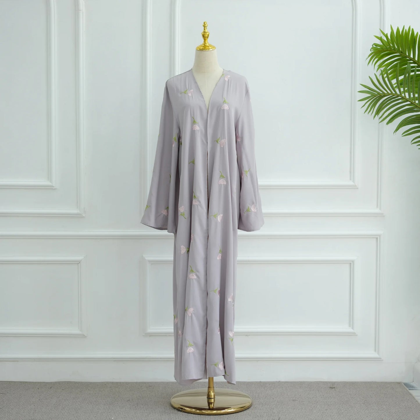 Turkish Islamic Clothing Muslim Open Abaya Women beading Floral Maxi Dresses Dubai Arab Lace-up Long Robe Islam Ramadan Kaftan