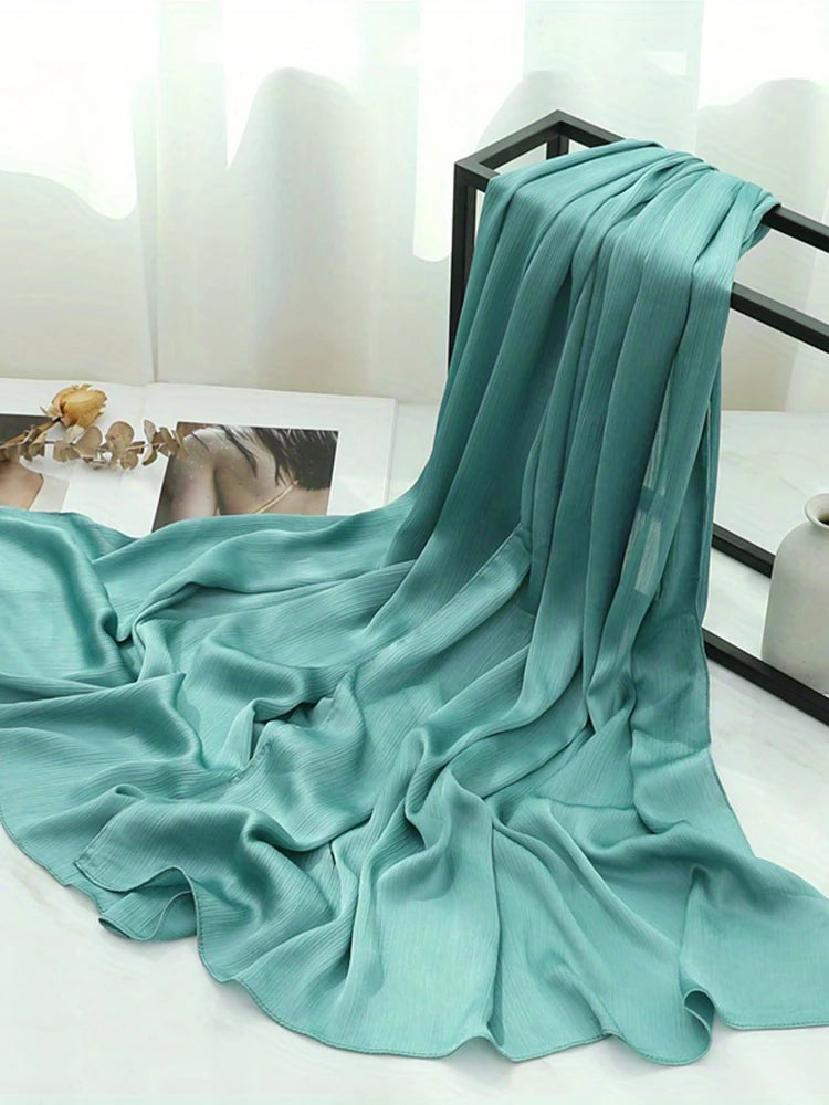 Premium Satin Crinkle Hijabs Scarf Chiffon Silk Shawl Plain Muslim Women Hijabs Shinny Islam Women Turban Pleated Scarf Ramadan