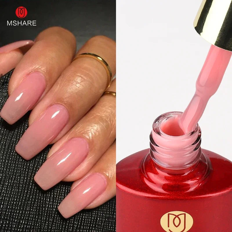 MSHARE Milk Milky White Base Gel Polish Camouflage Color Rubber Base Nail base coat 10ml