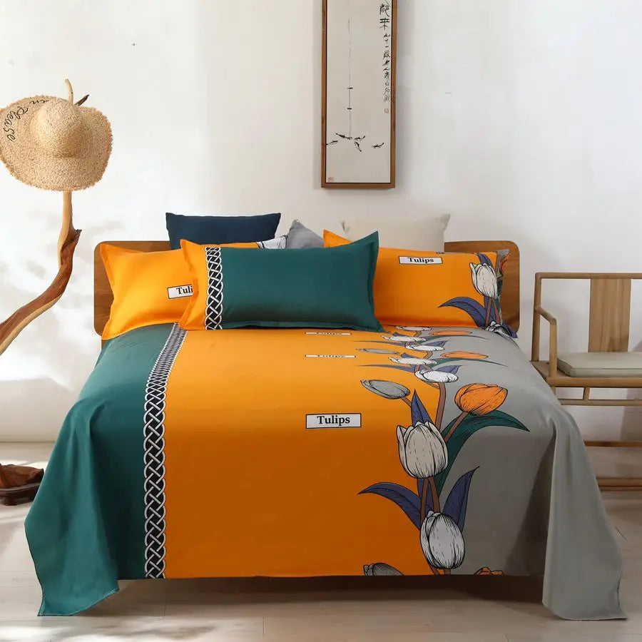 1Pcs Bed Sheet Home Textile Modern Polyester Cotton Flat Sheets Bed Linens Single Queen King Size Bedspread(No Pillow Covers)