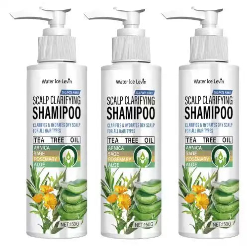 Water Ice Levin Sulfate-Free Scalp Clarifying Shampoo with Tea Tree Oil & Aloe – Hydrates Dry Scalp, Shines for All Hair Types