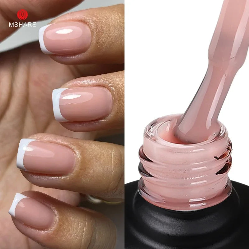 MSHARE Milk Milky White Base Gel Polish Camouflage Color Rubber Base Nail base coat 10ml