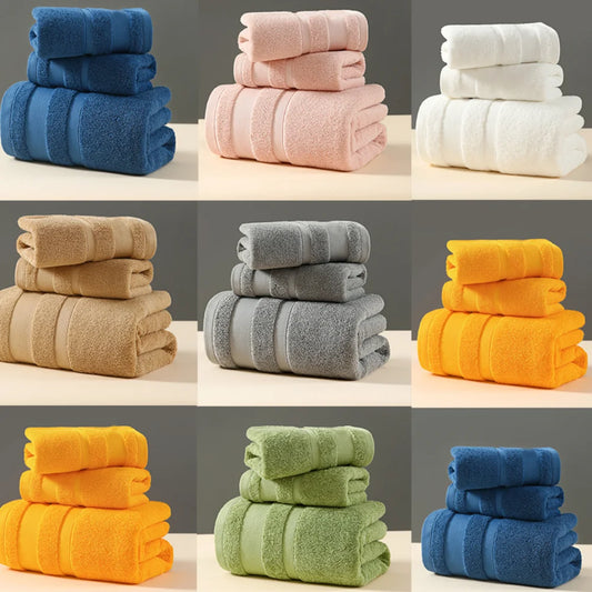 Solid Color Towels Of Different Sizes Cotton Gift Set Comfortable Cotton Towel Bath Towel Absorbent Best Shower Towels
