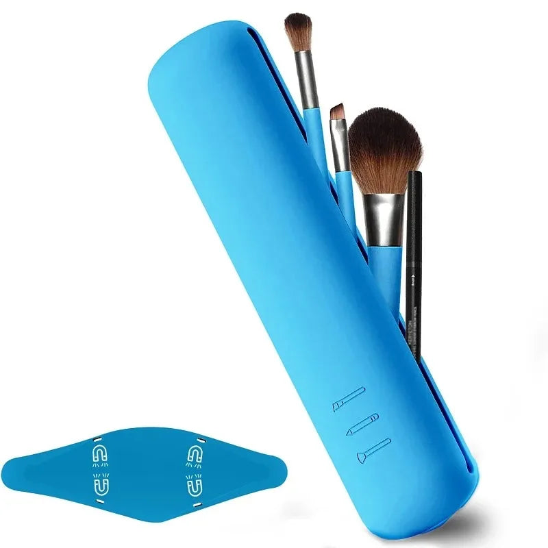 Silicone Brow Pencil Case Makeup Brush Eyeshadow Brush Storage Set Dust-Proof Simple Portable Travel Bag Specific