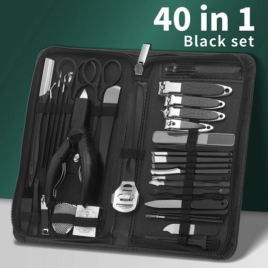 40 pcs Nail Clippers Manicure Tool Set, With Portable Travel Case, Dead Skin Clippers, Cuticle Nippers And Cutter Kit, Nail Cl