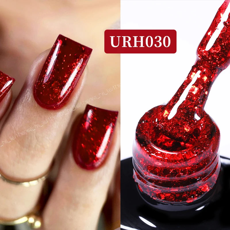 UR SUGAR 7ml Black Red Wine Glitter Gel Nail Polish Shinning Sequin Semi-permanent Varnish UV LED Gel Nail Art Manicure