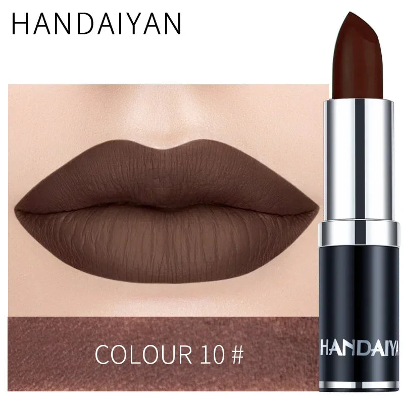 Matte Pink Velvet Lipstick Sexy Nude Red Brown Purple Lipgloss Gloss Velvety Lipstick Waterproof Makeup Long Lasting Lipstick