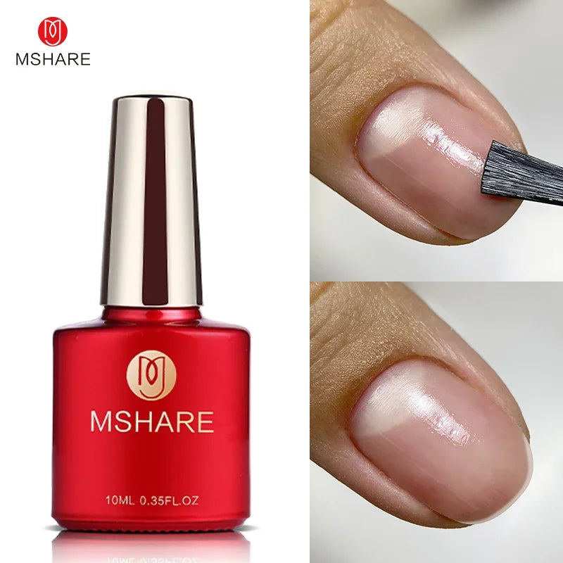 MSHARE Milk Milky White Base Gel Polish Camouflage Color Rubber Base Nail base coat 10ml