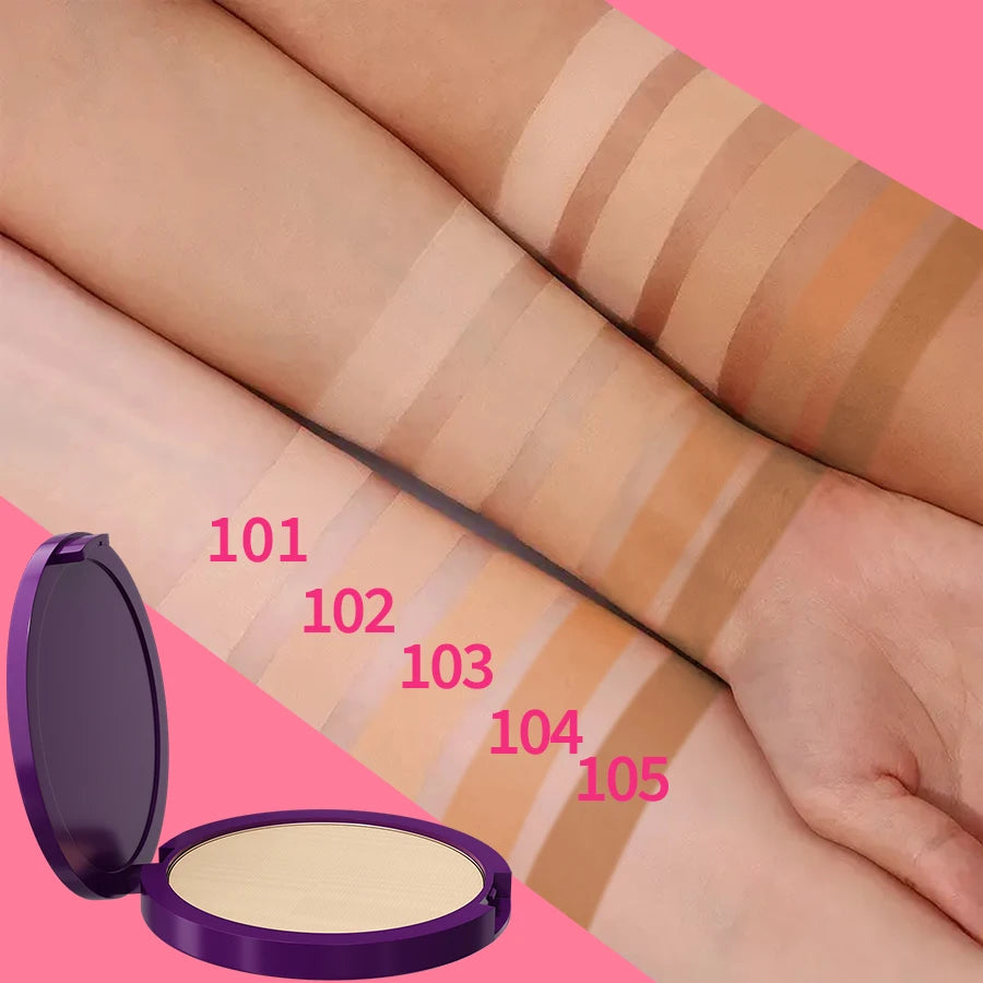 5 Color Matte Full Coverage Pressed Powder Foundation Oil Control Flawless Weightless Finishing Powder Makeup for Woman Gifts