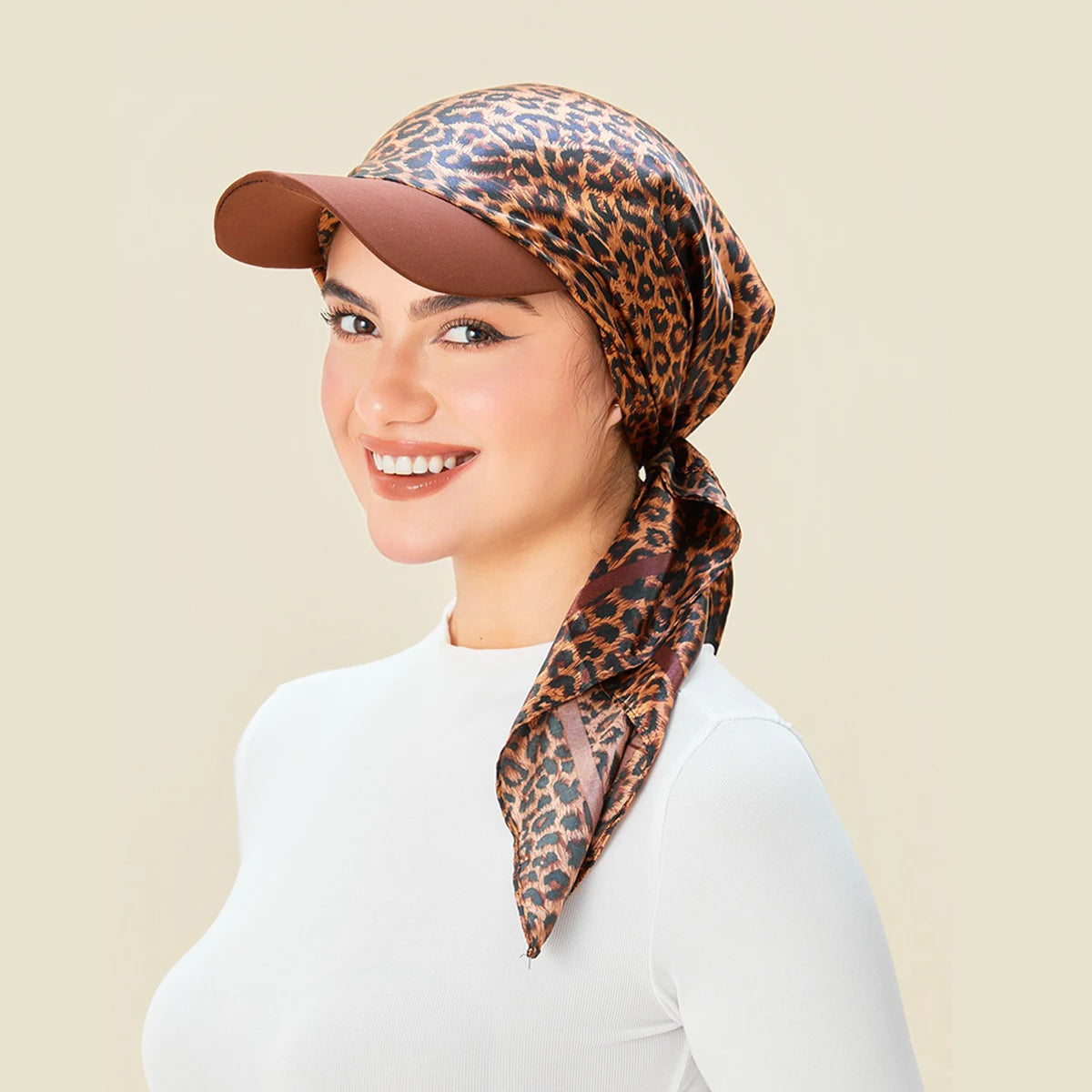 Floral Print Satin Turban Hijab Cap