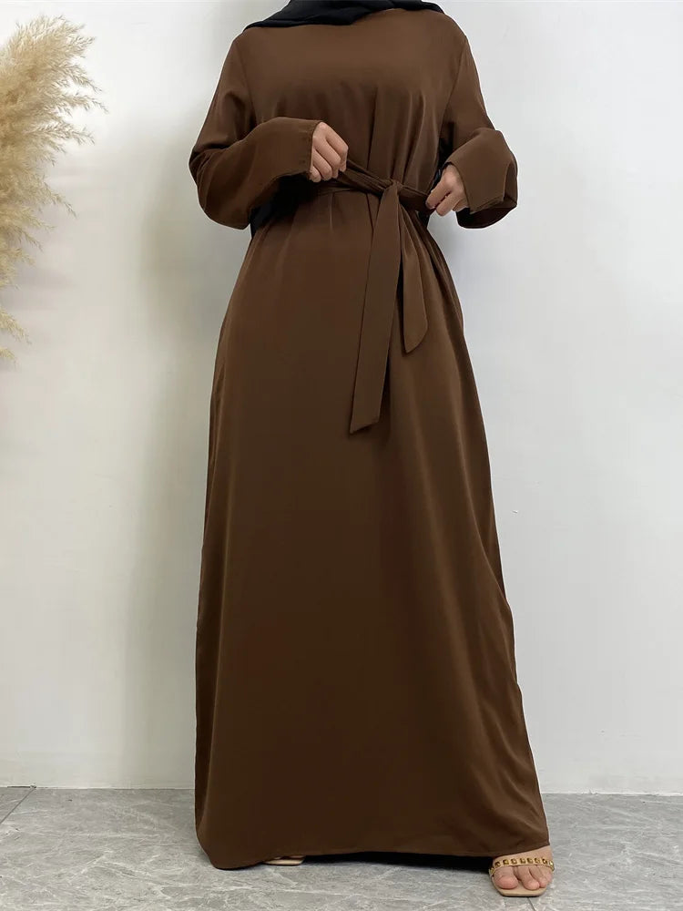 Hot Selle Muslim Woman Abaya With Pockets Islamic Casual And Simple Long Dresses Moroccan Caftan Woman Dubai Abaya Ramadan Black