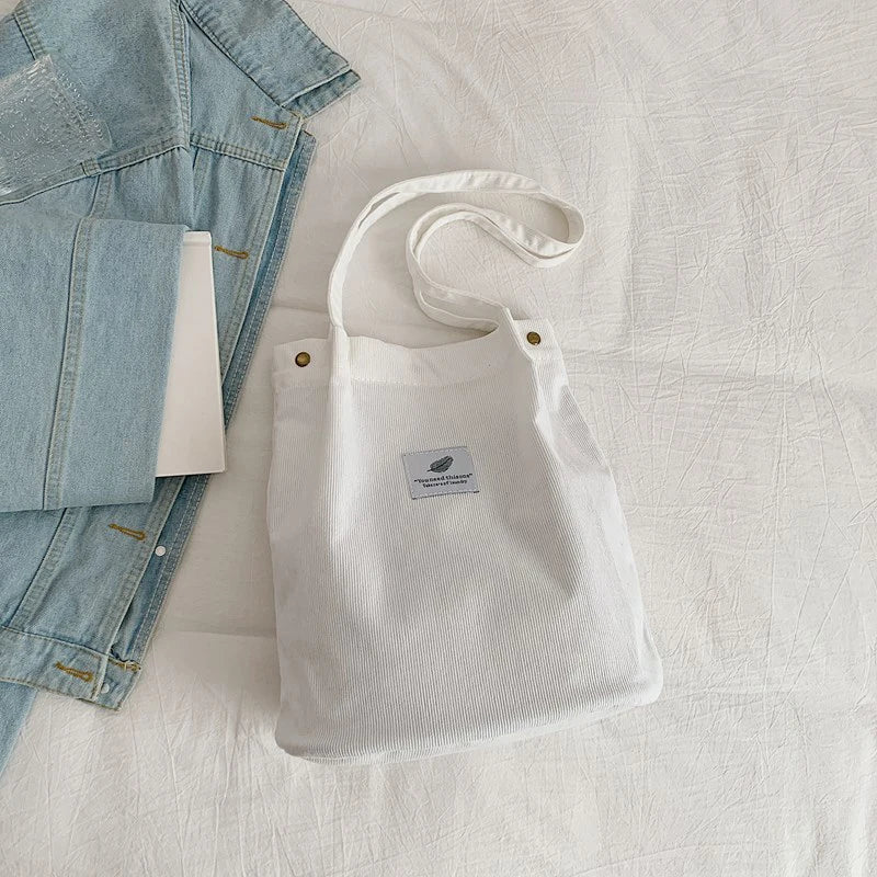 Women's Shoulder Bag Fashion Versatile Corduroy Large Capacity Portable Shopper Totes Female's Casual Travel Handbag