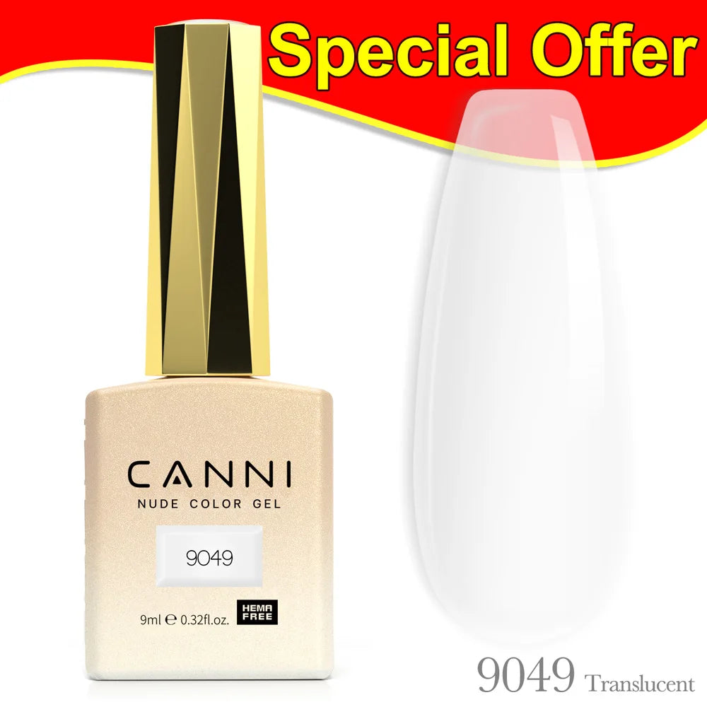 Canni Nail Gel Polish Jelly Nude Color HEMA FREE 9ml Transparent Semi Permanent Natural Nude Collection French Nail Gel Lacquer