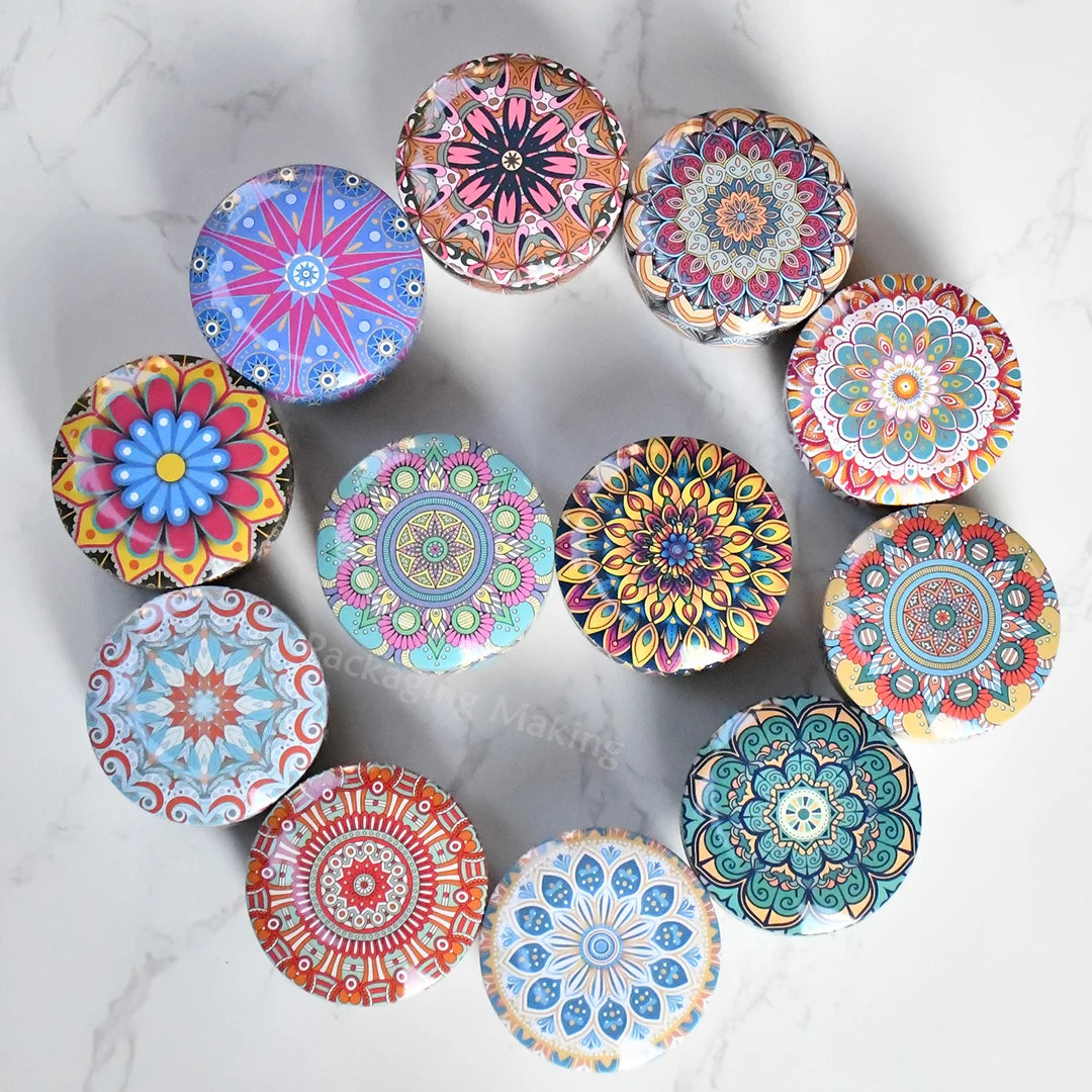 12pcs Mixed Color  Iron Candle Tin Jars Empty Can- DIY Candle Making with Storage Case for Dry Spices and Sweets