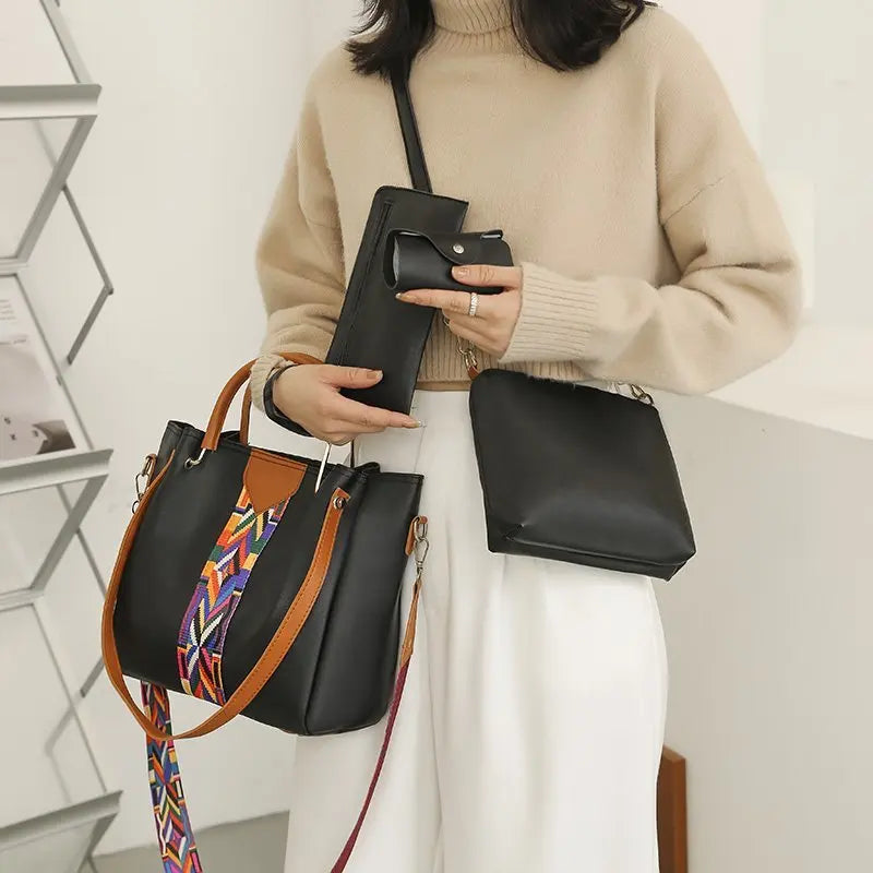 Luxury Handbag Large Capacity Tote Bag 4 Pcs Women's Bag Fashion Shoulder Bag Wallet Card Case