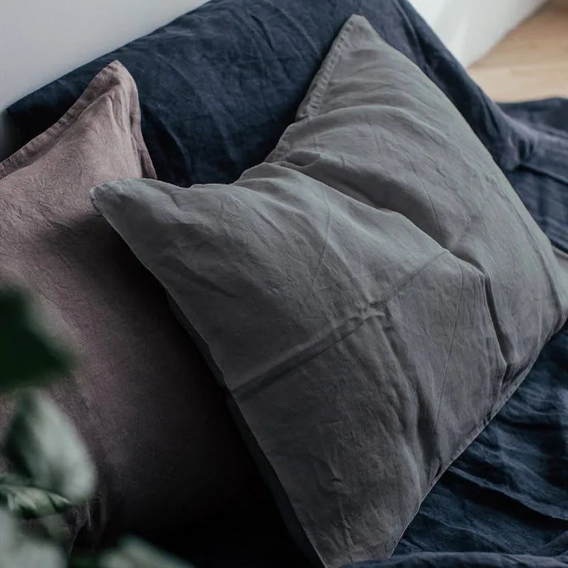 100% Linen Pillowcases, No Insert, Washed Flax Pillow Cases with Envelope Closure, Luxurious Breathable Comfy Pillow Shams