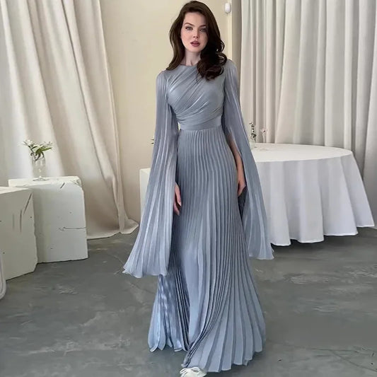 Elegance Pleated Party Jalabiya & Kaftan Maxi Dress