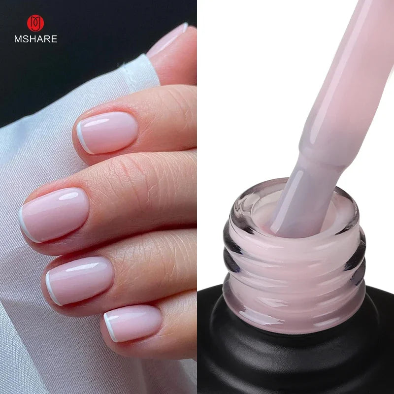 MSHARE Milk Milky White Base Gel Polish Camouflage Color Rubber Base Nail base coat 10ml